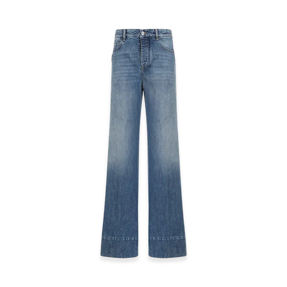 Bottega Veneta Women's Wide Leg Denim Jeans "Mid Blue"