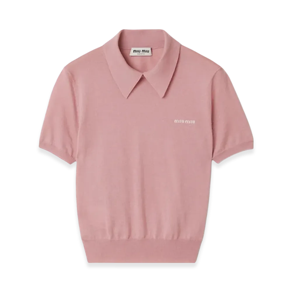 MIU MIU Women's Silk and Cashmere Polo Shirt "Mauve"