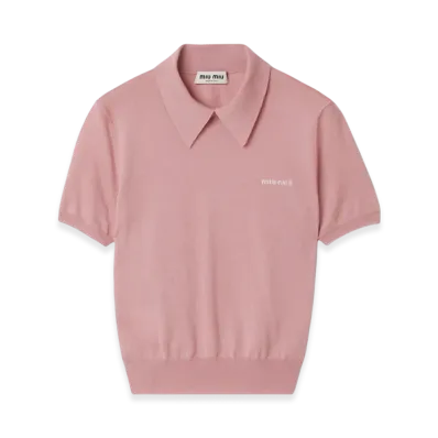 MIU MIU Women's Silk and Cashmere Polo Shirt "Mauve"