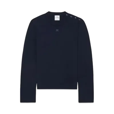 Courreges Shoulder Snaps Sweater "Navy"