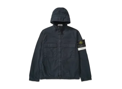 Stone Island Hooded Jacket In Stretch Organic Cotton Twill "Blue"