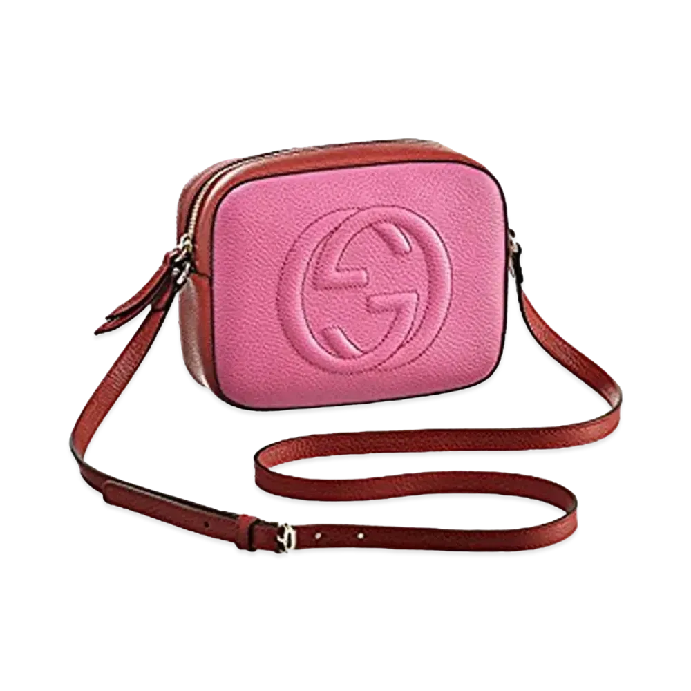 GUCCI Soho Leather Small Disco Bag "New Rosette/Hibiscus Red"