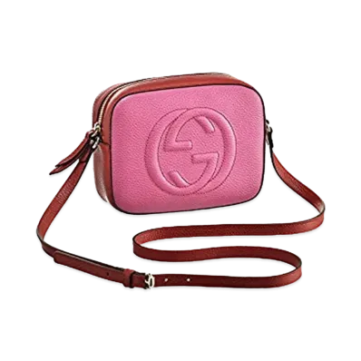 GUCCI Soho Leather Small Disco Bag "New Rosette/Hibiscus Red"