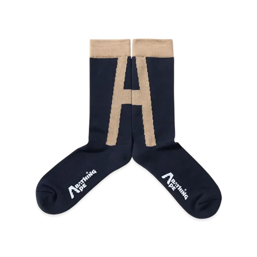 A BATHING APE x KAZUKI "A" Logo Socks "Charcoal"