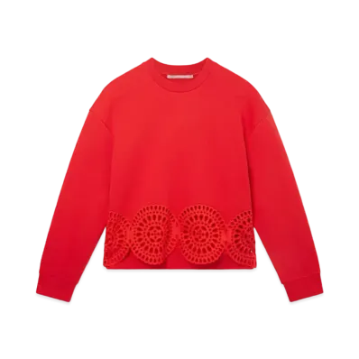 STELLA McCARTNEY Broderie Anglaise Jersey Sweatshirt "Bright Red"