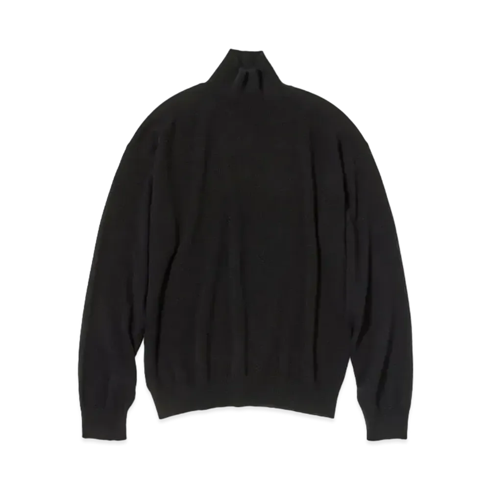 AURALEE Baby Cashmere Knit Turtle "Top Black"
