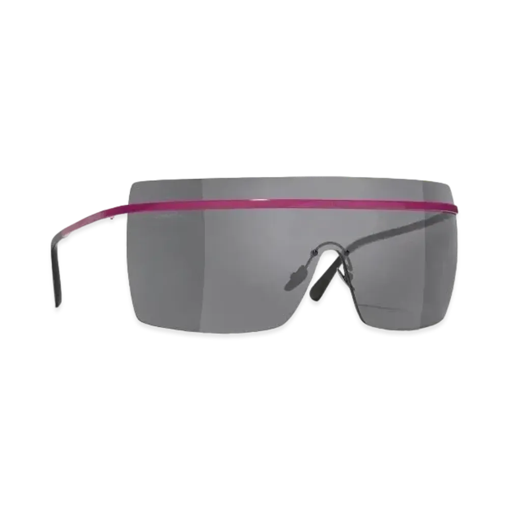 CHANEL Shield Sunglasses Metal Lenses Dark Gray "Pink"
