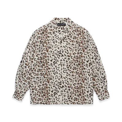 WACKO MARIA Leopard Open Collar Shirt "Ivory"