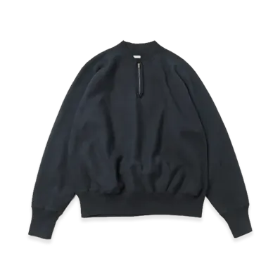 A.PRESSE Vintage Half Zip Rib Collar Sweatshirt "Black"