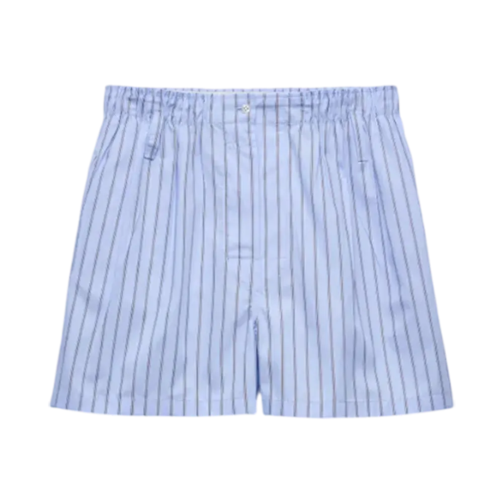 PRADA Women's Striped Poplin Bermudas "Gray/Blue"