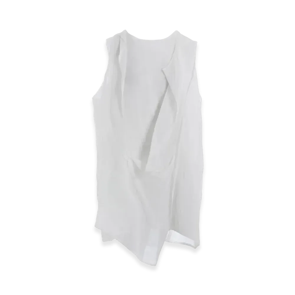 Y's Ramie Lawn Double Front Drape Shirt "Off White"