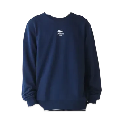 LACOSTE Pile Lining One-Point Graphic Print Crew Neck Sweatshirt "Dark Navy"