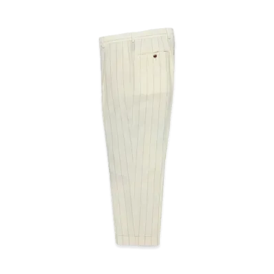 WACKO MARIA x Loro Piana Striped Pleated Trousers (Type-1) "White"
