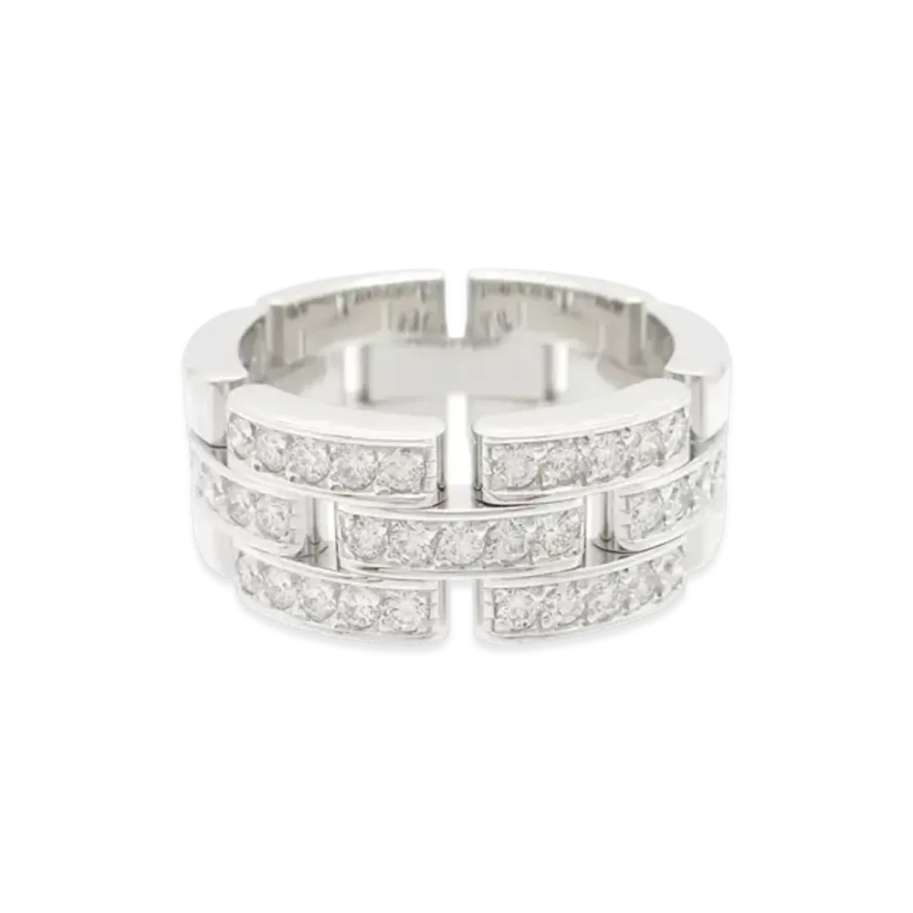 Cartier Maillon Panthere Ring, 3 Half Diamond-Paved Rows
