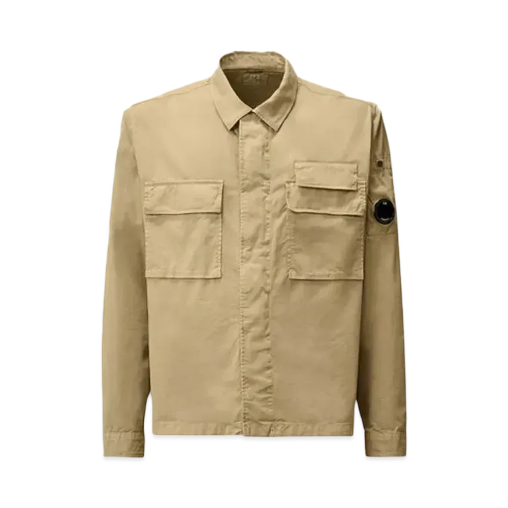 C.P. Company Organic Gabardine Utility Lens Shirt "Vintage Khaki Beige"