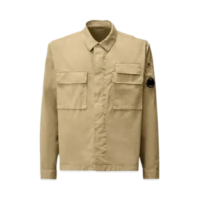 C.P. Company Organic Gabardine Utility Lens Shirt "Vintage Khaki Beige"