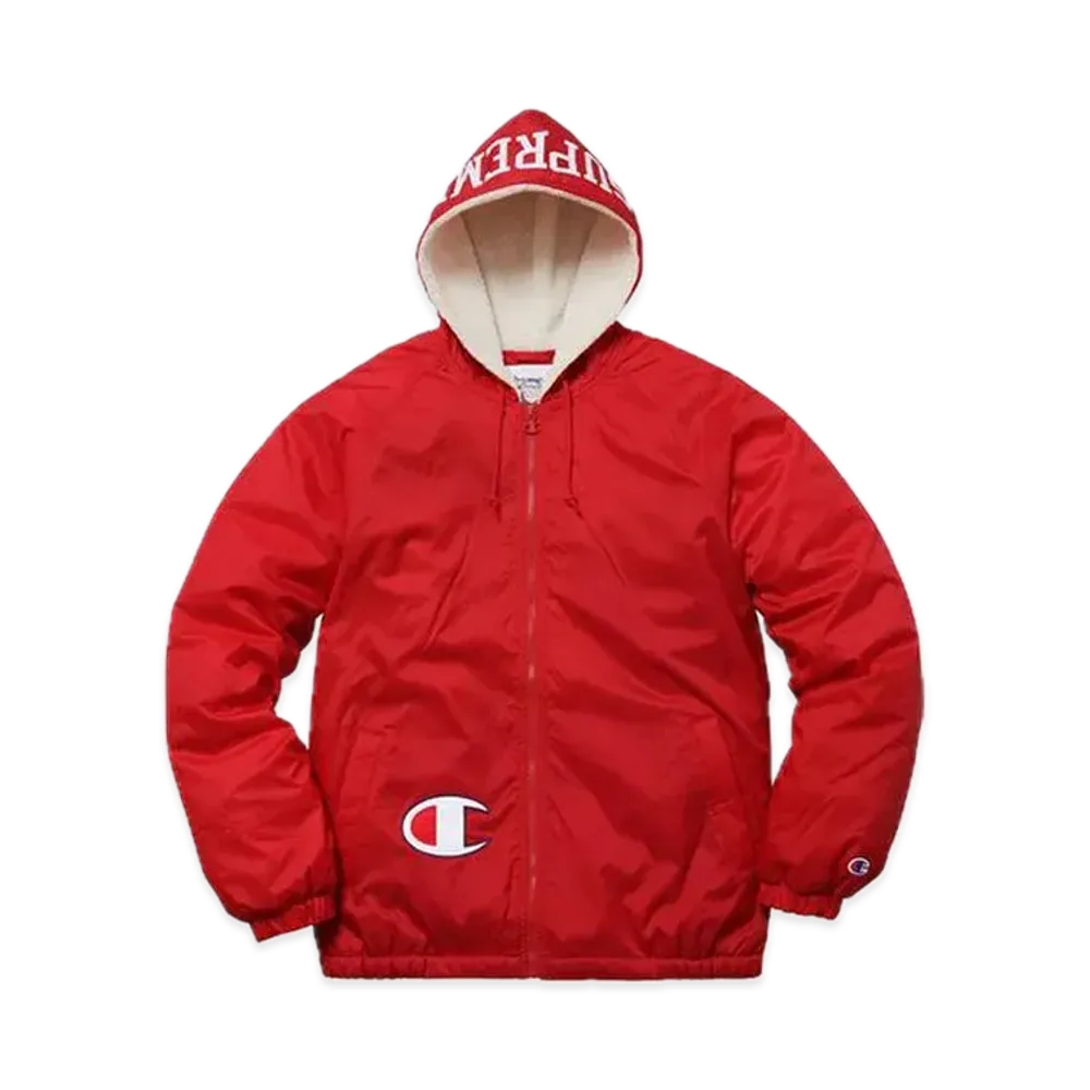 Supreme x Champion Sherpa Lined Hooded Jacket "Red"