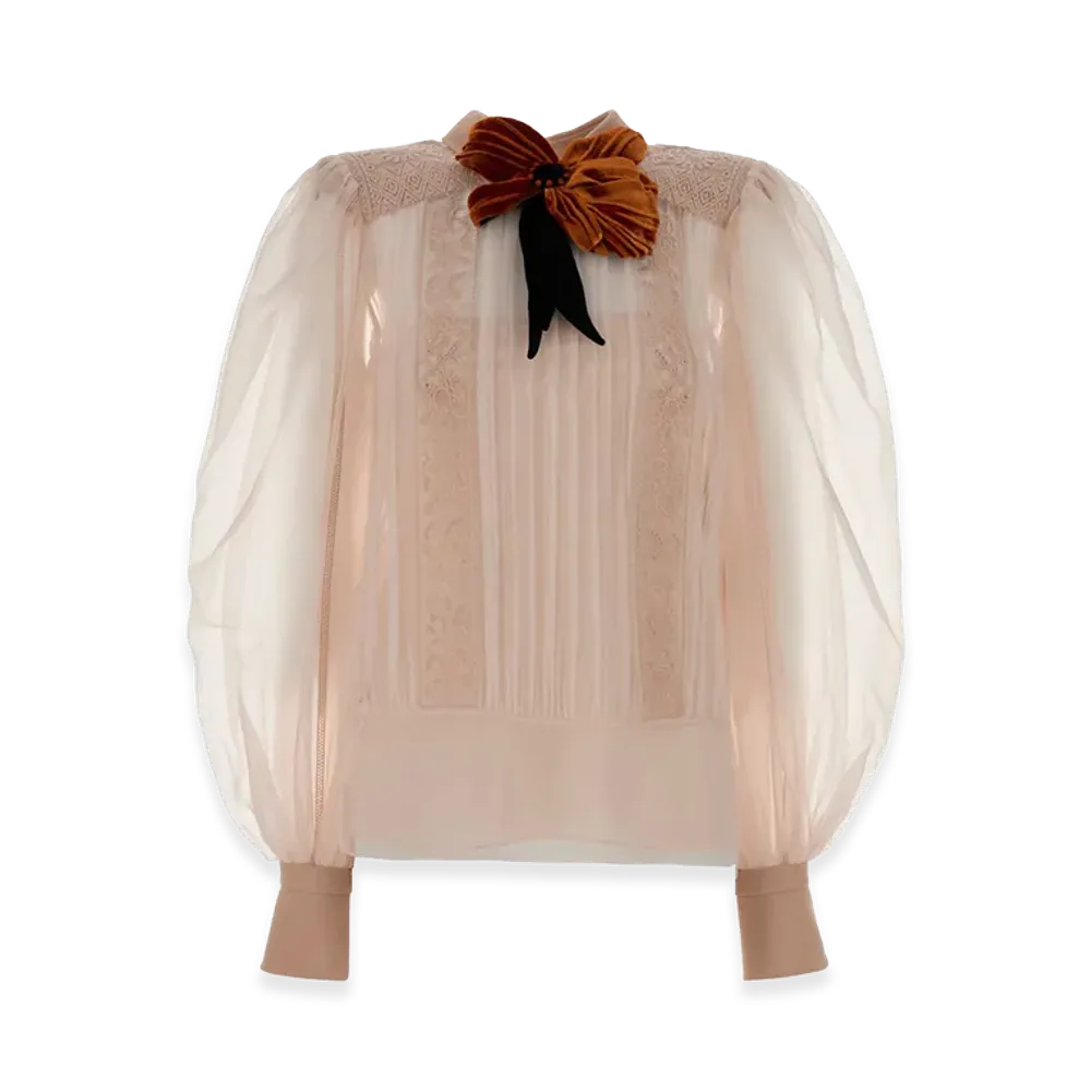 Valentino Women's Organza Blouse "Light Pink"