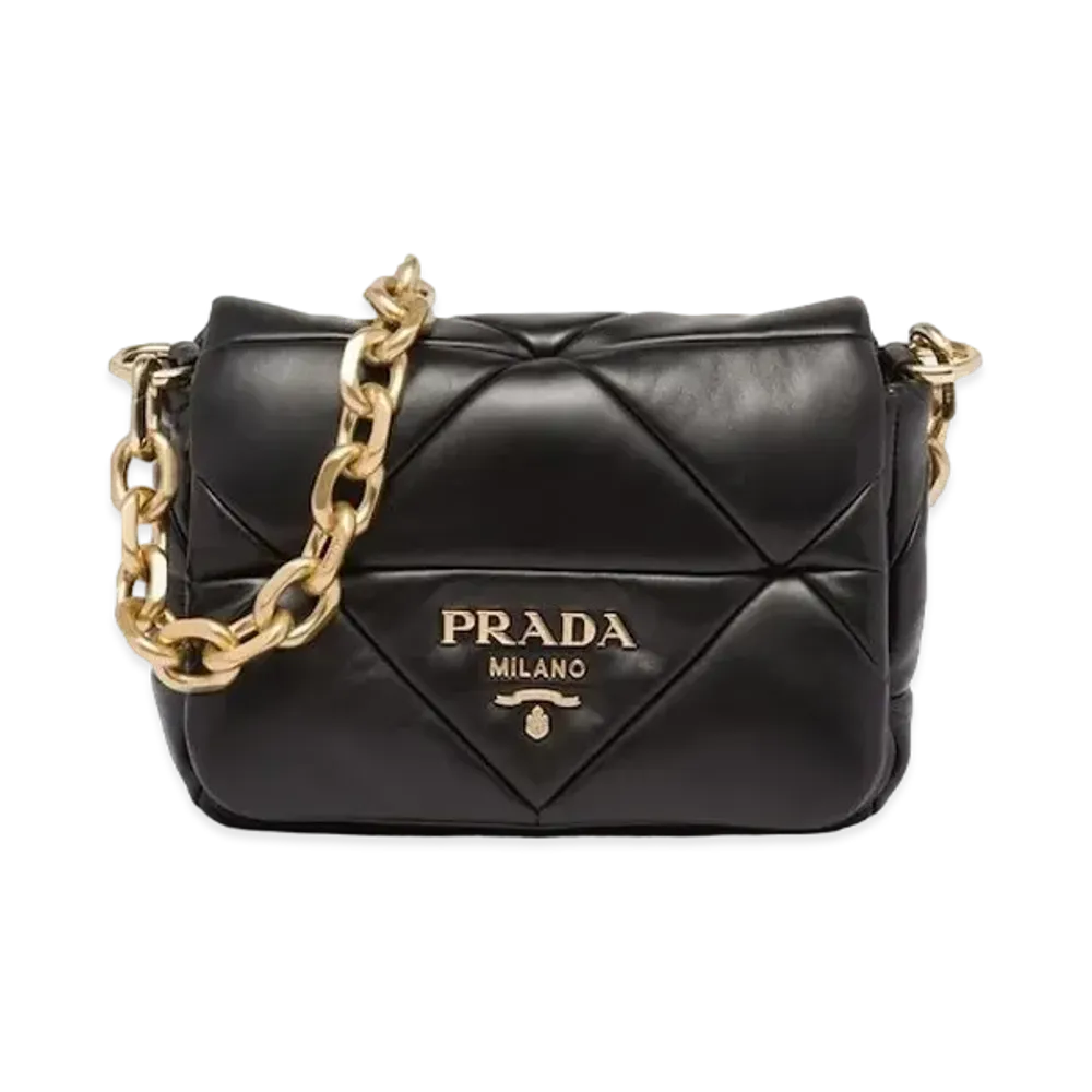 PRADA System Nappa Patchwork Shoulder Bag "Black"