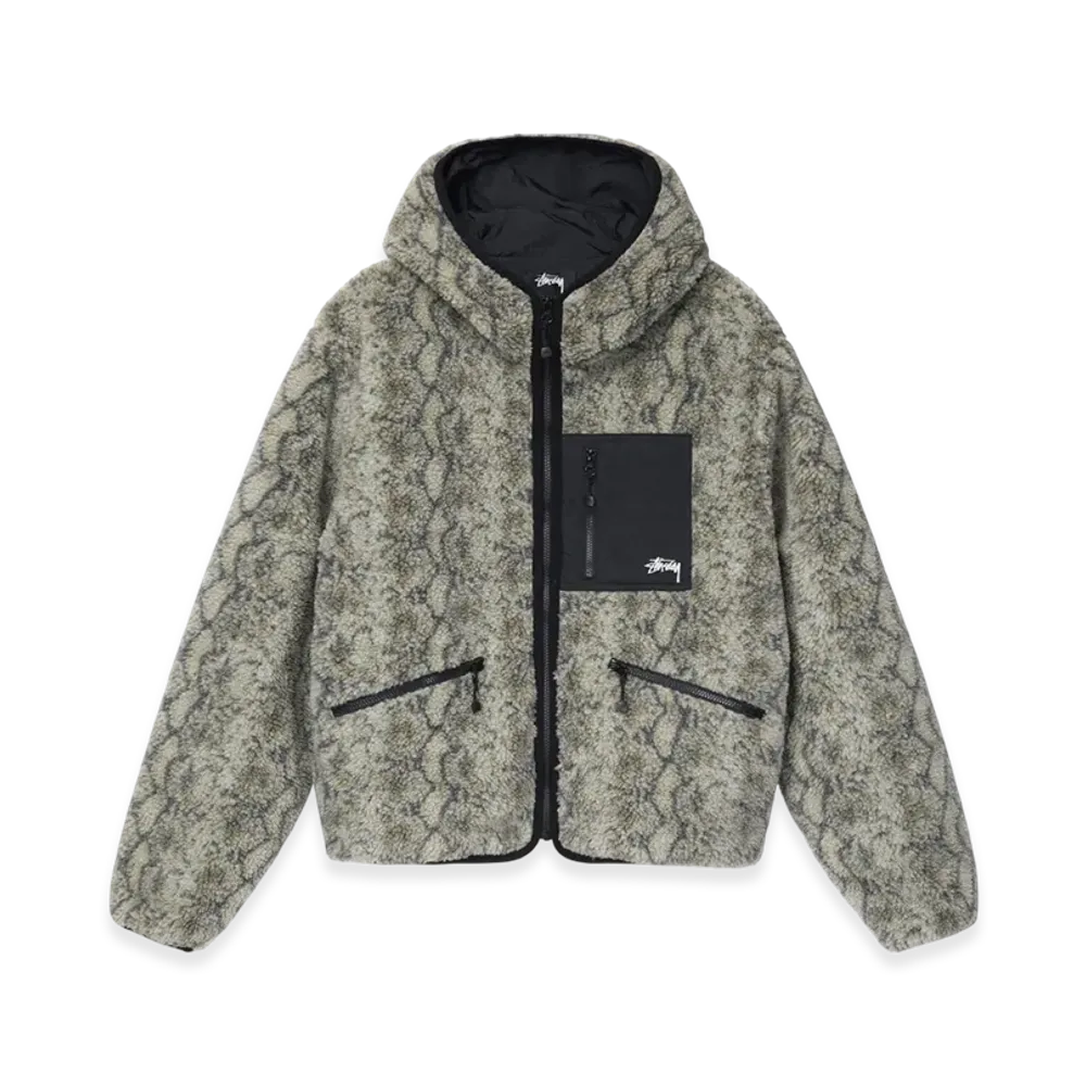 Stussy Snake Jacquard Sherpa Jacket "Grey"
