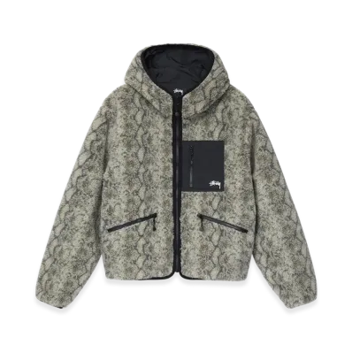 Stussy Snake Jacquard Sherpa Jacket "Grey"