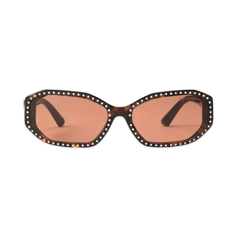 Jimmy Choo Nola Oval Sunglasses "Havana/Silver Shade"