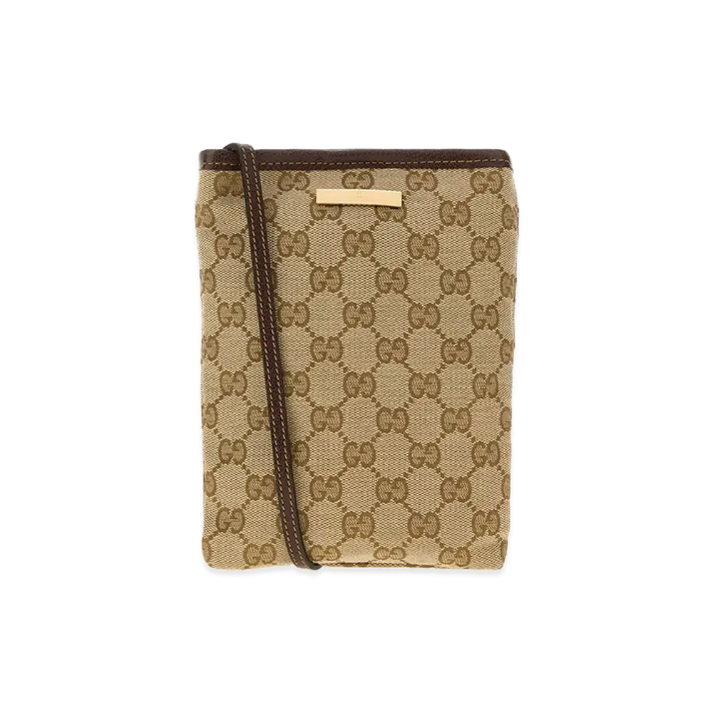 GUCCI Women's GG Fabric Phone Case "Sand/Dark Brown"
