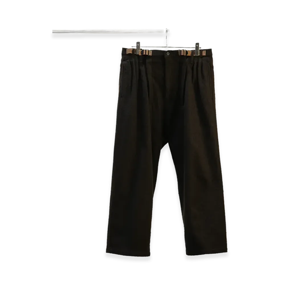 ANCELLM Wool Belted Wide Slacks "Brown"