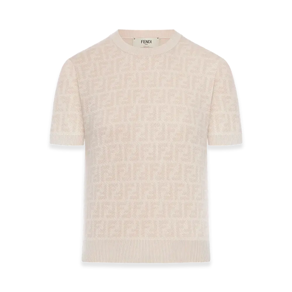 FENDI Women's FF Wool And Silk Short Sleeve Sweater "Pink"