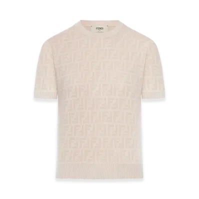 FENDI Women's FF Wool And Silk Short Sleeve Sweater "Pink"