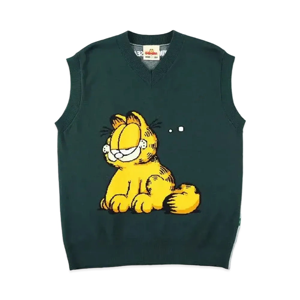 WIND AND SEA x GARFIELD Knit Vest "Green"