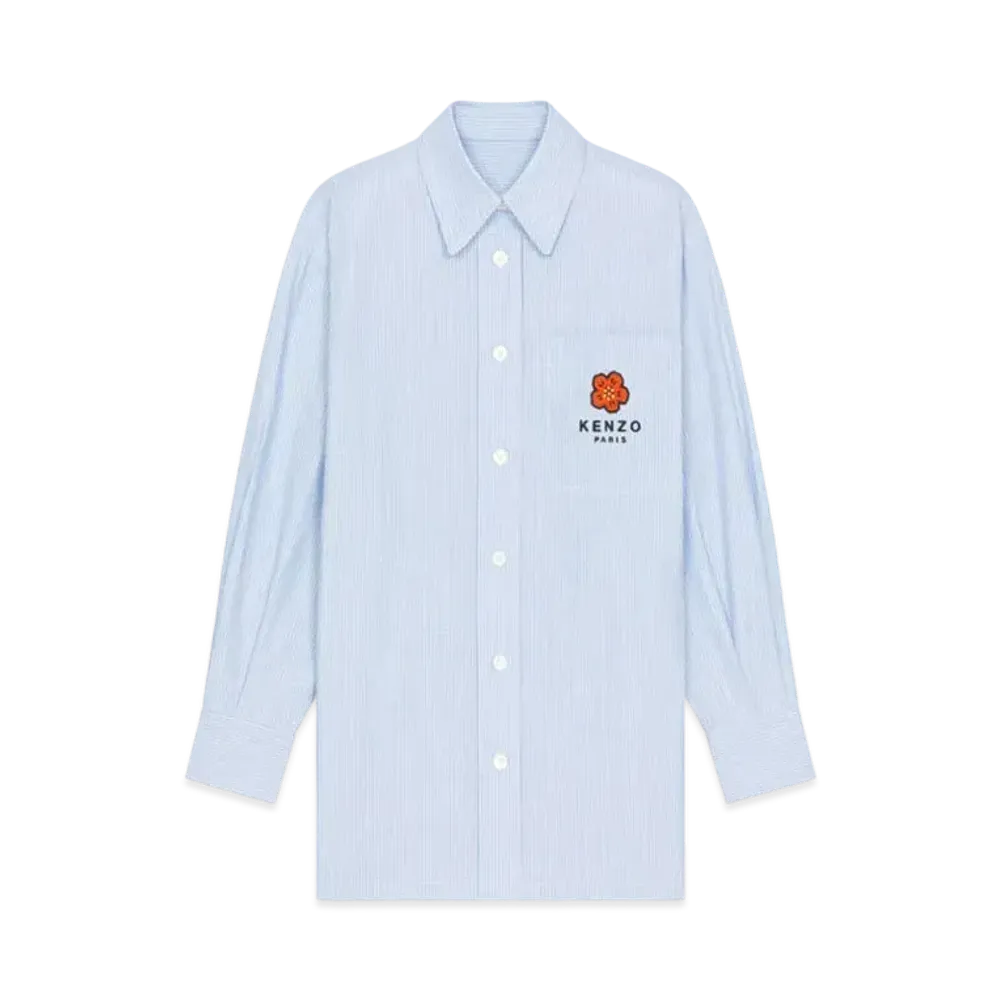 KENZO Women's 'BOKE FLOWER' CREST ON POCKET OVERSIZE SHIRT "Sky Blue"