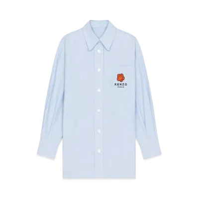 KENZO Women's 'BOKE FLOWER' CREST ON POCKET OVERSIZE SHIRT "Sky Blue"