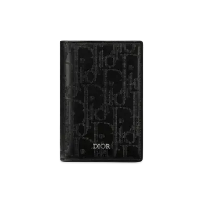 Dior Two-Fold Card Holder Dior Oblique Galaxy Leather "Black"