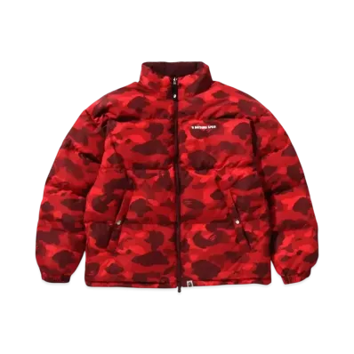 A BATHING APE KAWADA DOWN ITEMS Color Camo Reversible Down Jacket "Red"