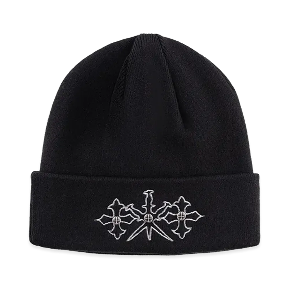 Unknown London Dagger Cross Embroidery Beanie "Black"