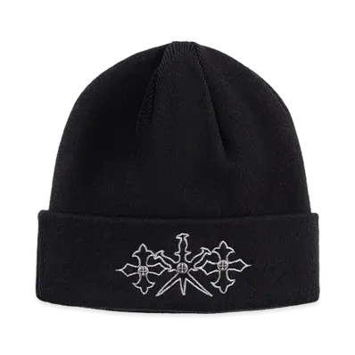Unknown London Dagger Cross Embroidery Beanie "Black"