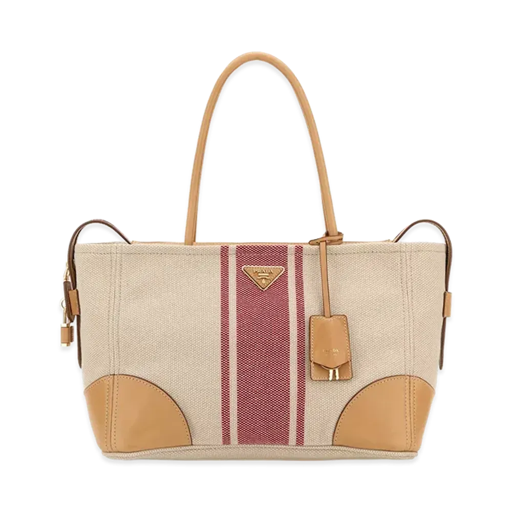 PRADA Wonen's Canvas Large Shopping Bag "Beige/Tan"