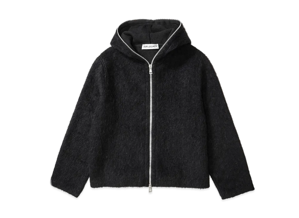 OUR LEGACY Full Zip Hood "Black Hairy Wool"