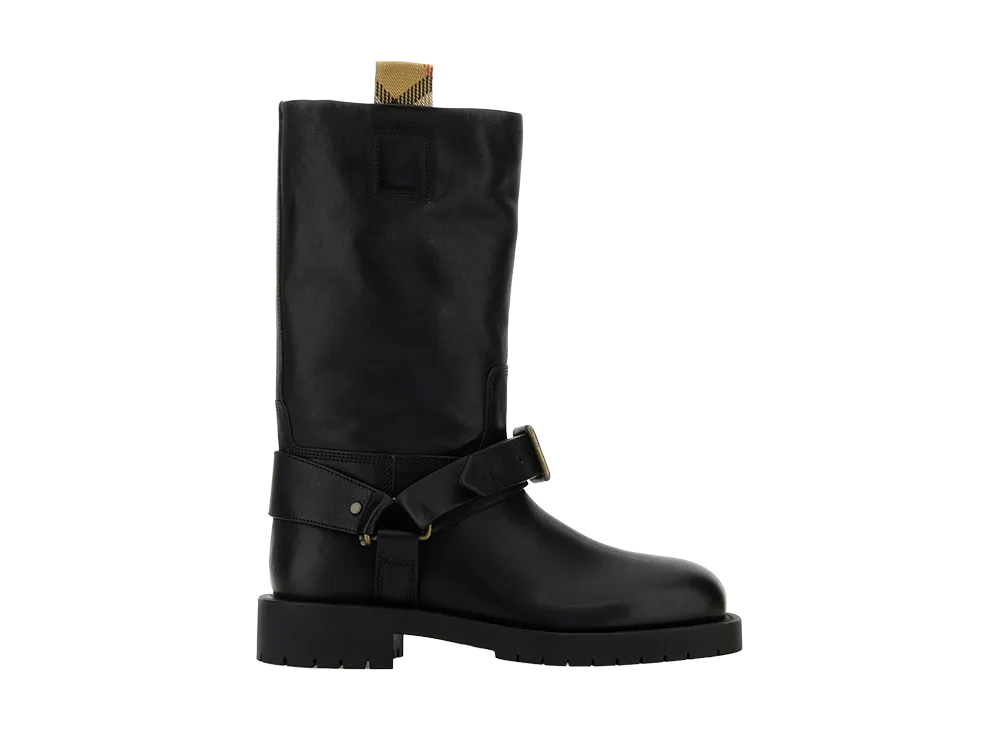 Burberry Women's Leather Saddle Boots "Black"