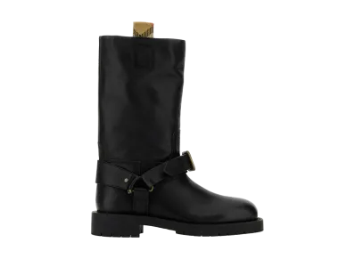 Burberry Women's Leather Saddle Boots "Black"
