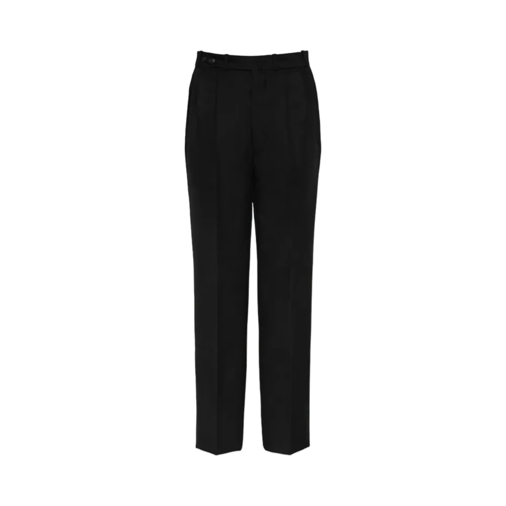 Maison Margiela Women's Herringbone Wool Pleated Trousers "Black"