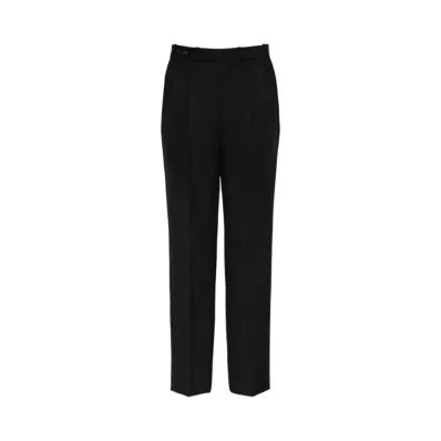 Maison Margiela Women's Herringbone Wool Pleated Trousers "Black"