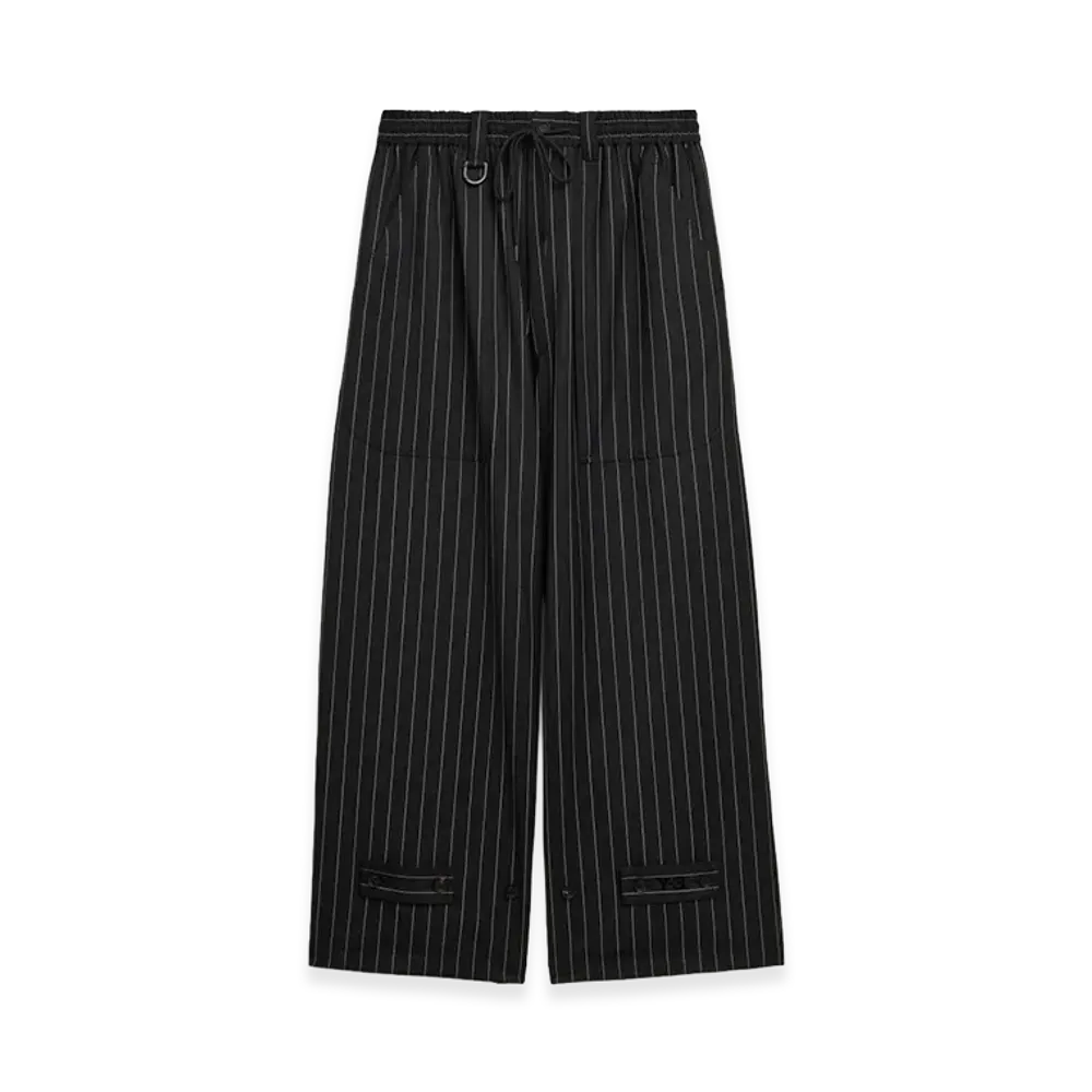 Y-3 Pinstripe Refined Wool Wide Leg Pants "Black/White"