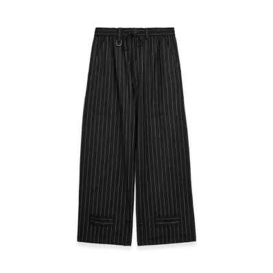 Y-3 Pinstripe Refined Wool Wide Leg Pants "Black/White"