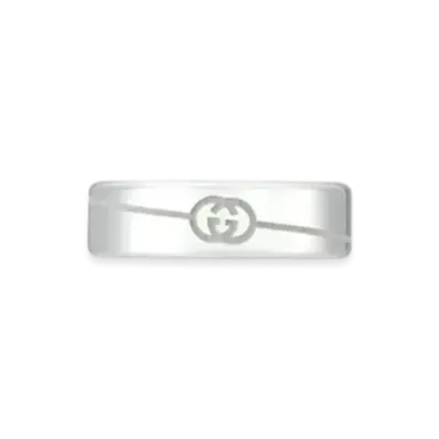 GUCCI Diagonal Interlocking G Ring "Sterling Silver"