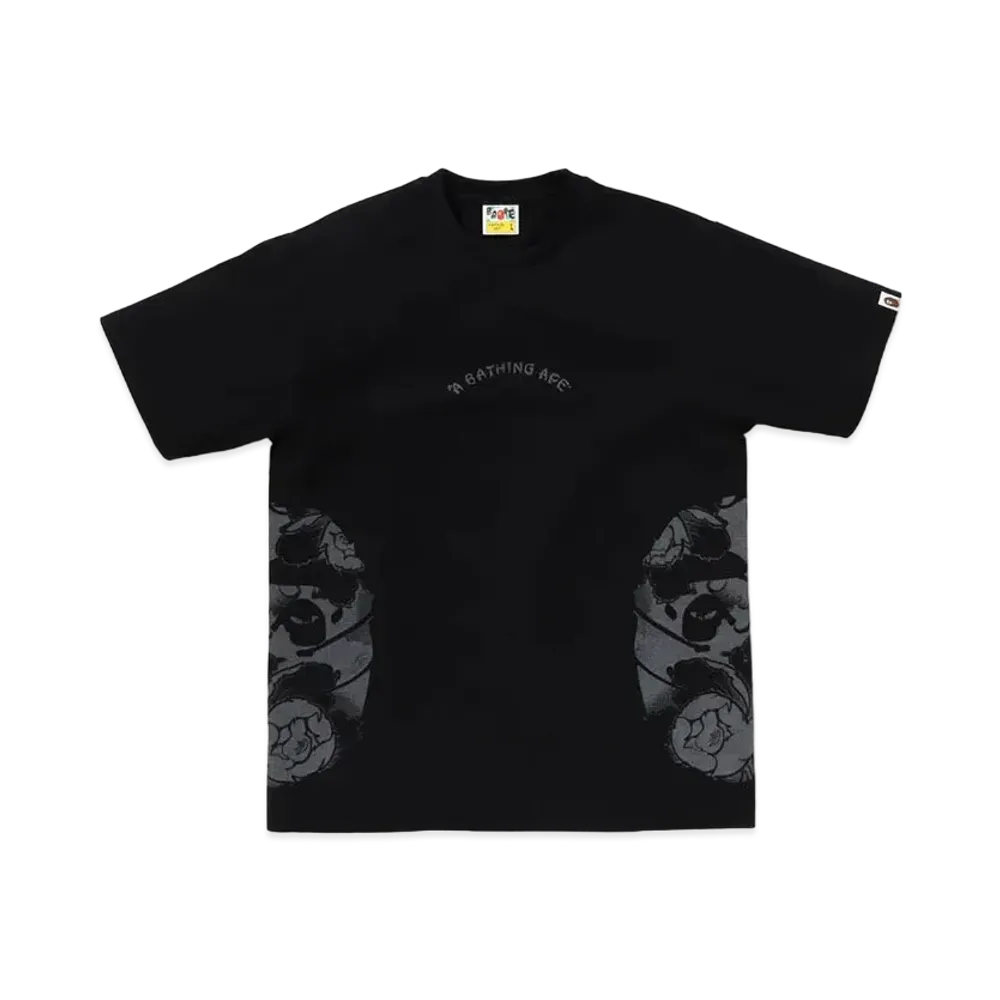 A BATHING APE Japanese Tattoo Side Big Ape Head Tee "Black"