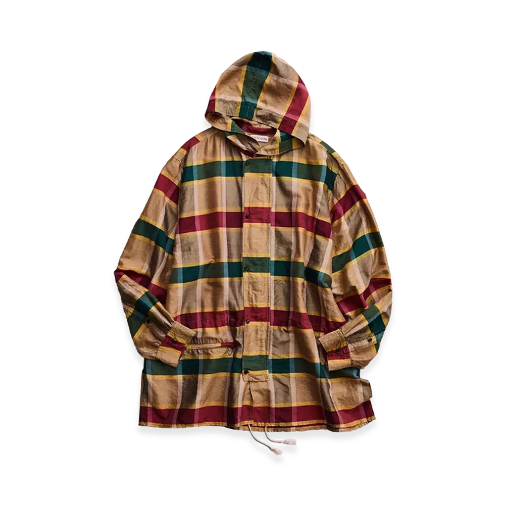 NICENESS Levene Silk Check Taffeta Parka "Ivory"