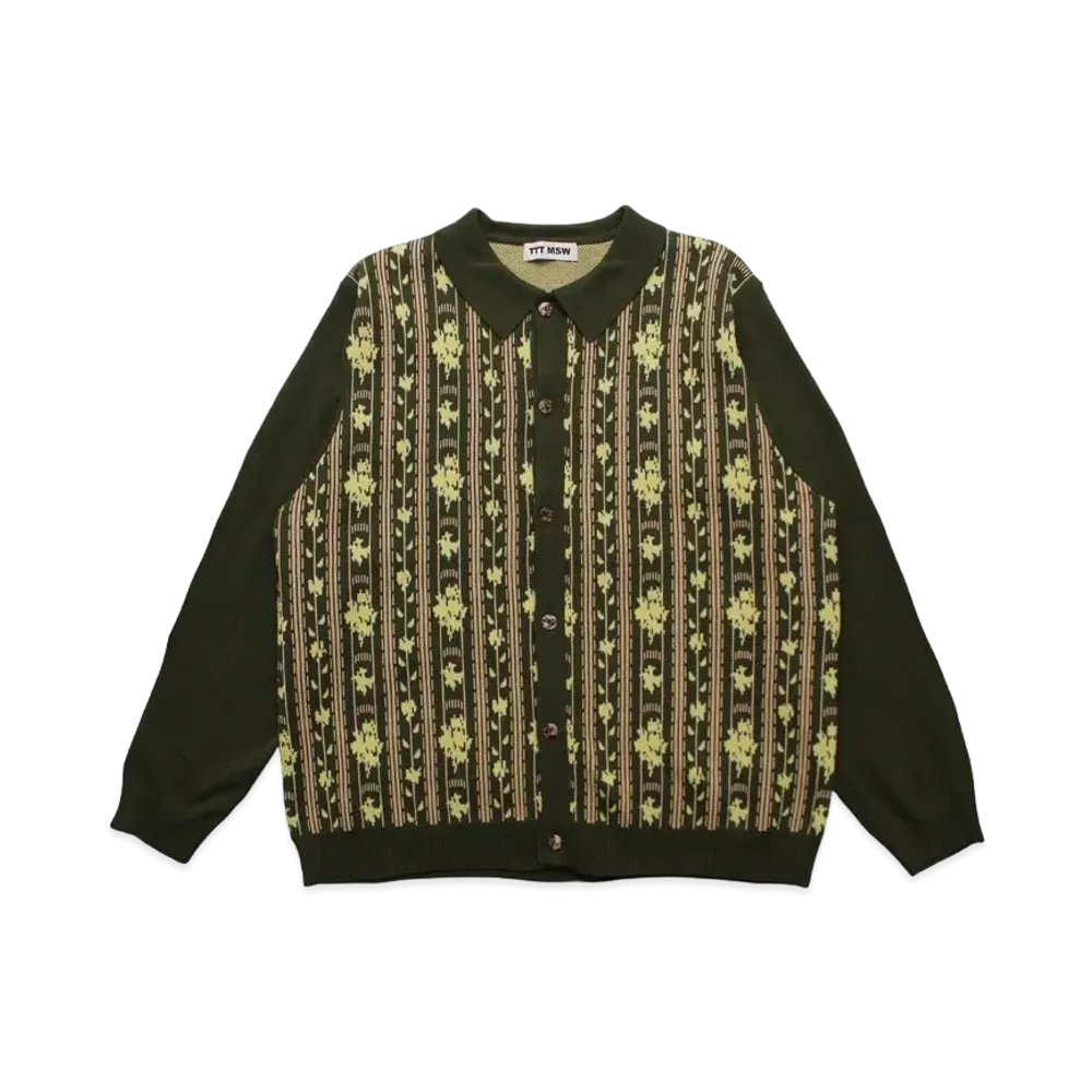 TTT MSW Flower Jacquard Knit Cardigan "Green"