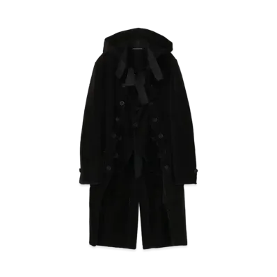 Yohji Yamamoto Pour Homme COTTON BLANKET EMBROIDERY LONG JACKET "Black"